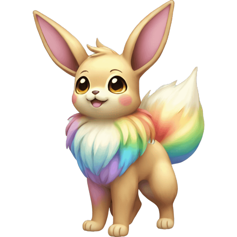 Kawaii Shiny Pastel Rainbow Eevee Full Body emoji