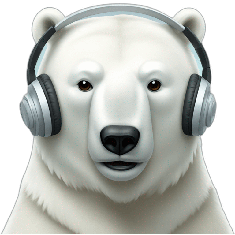 Polar bear listening music with headphones emoji