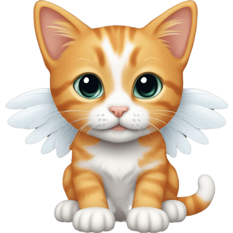 Orange tabby kitten with white  wings  emoji