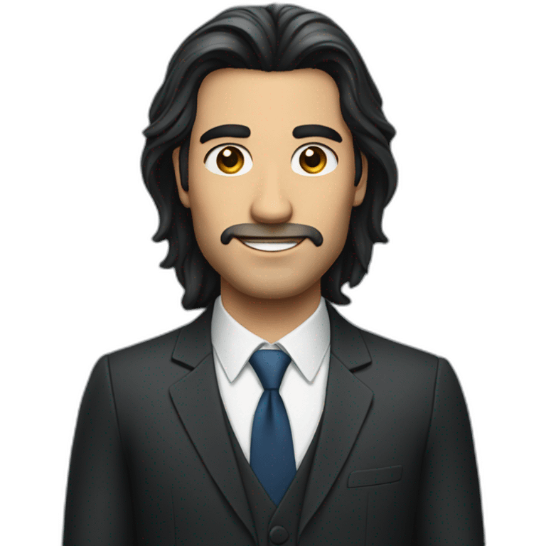 a man with long dark hair in a suit emoji