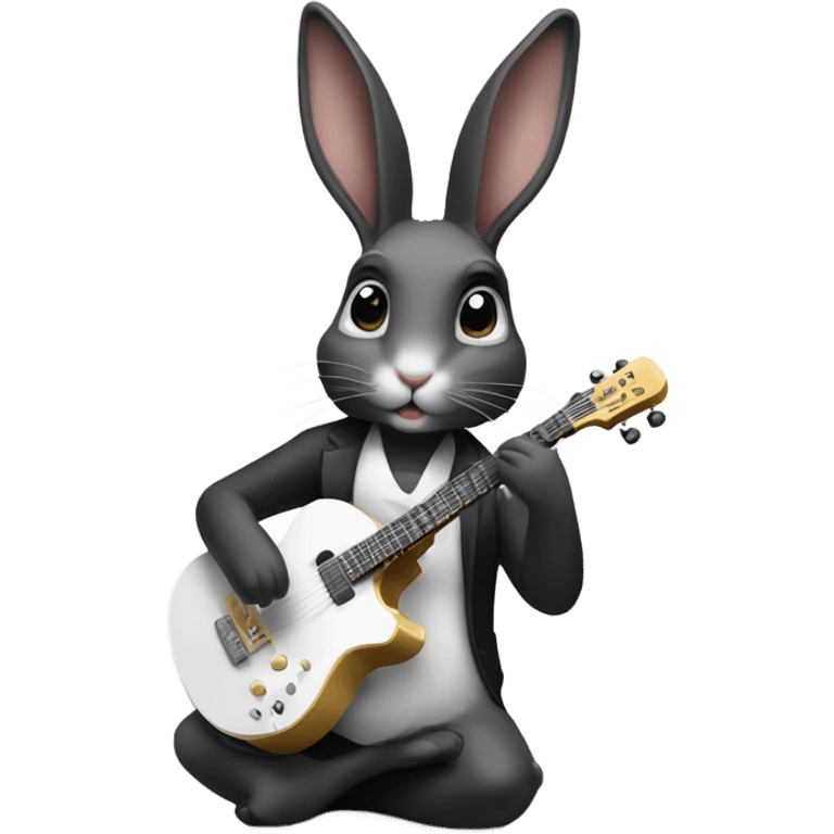 Black and white Rabbit playing music  emoji