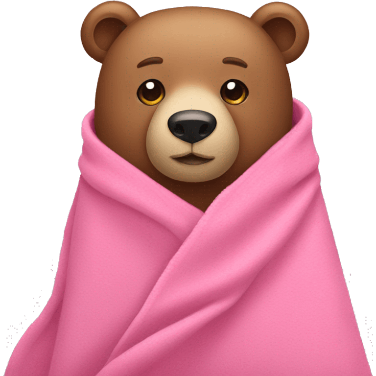 Bear wearing a pink blanket emoji