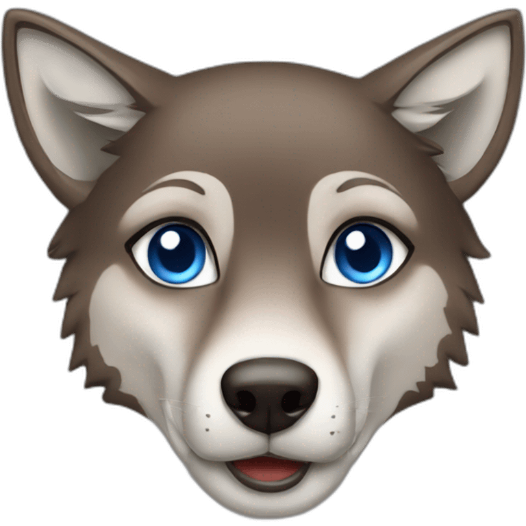 Brown female wolf blue eyes  emoji