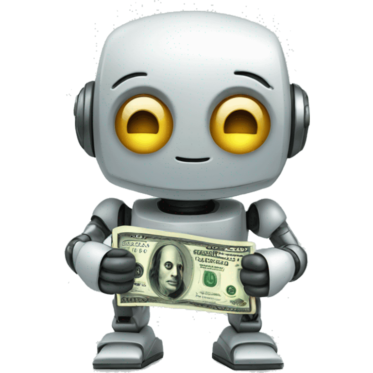 Cute robot with money emoji