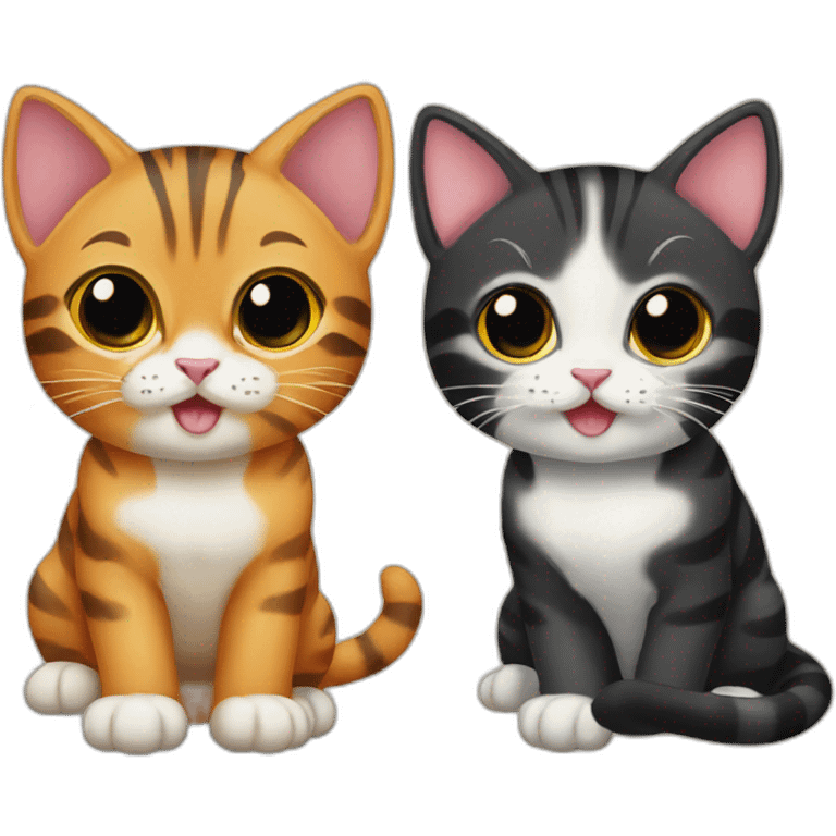 two-cats-bengal-and-cat-black-kitten-together emoji