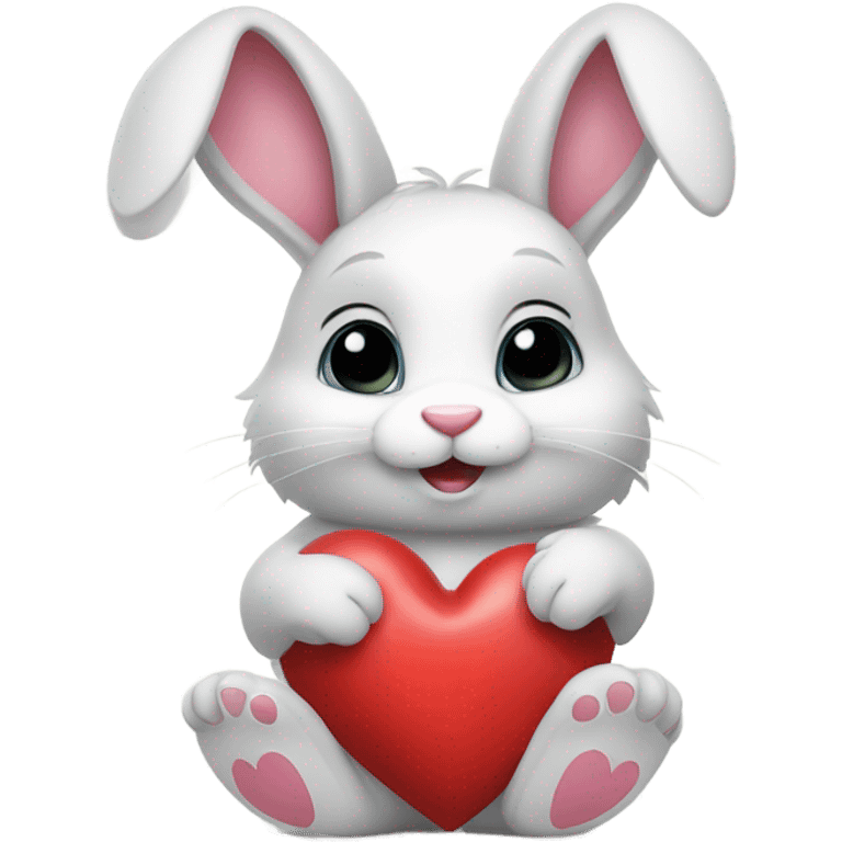 bunny holding a heart emoji