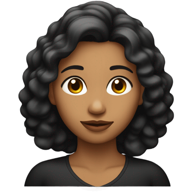 Una mujer joven de piel blanca y cabello negro largo y ondulado. emoji