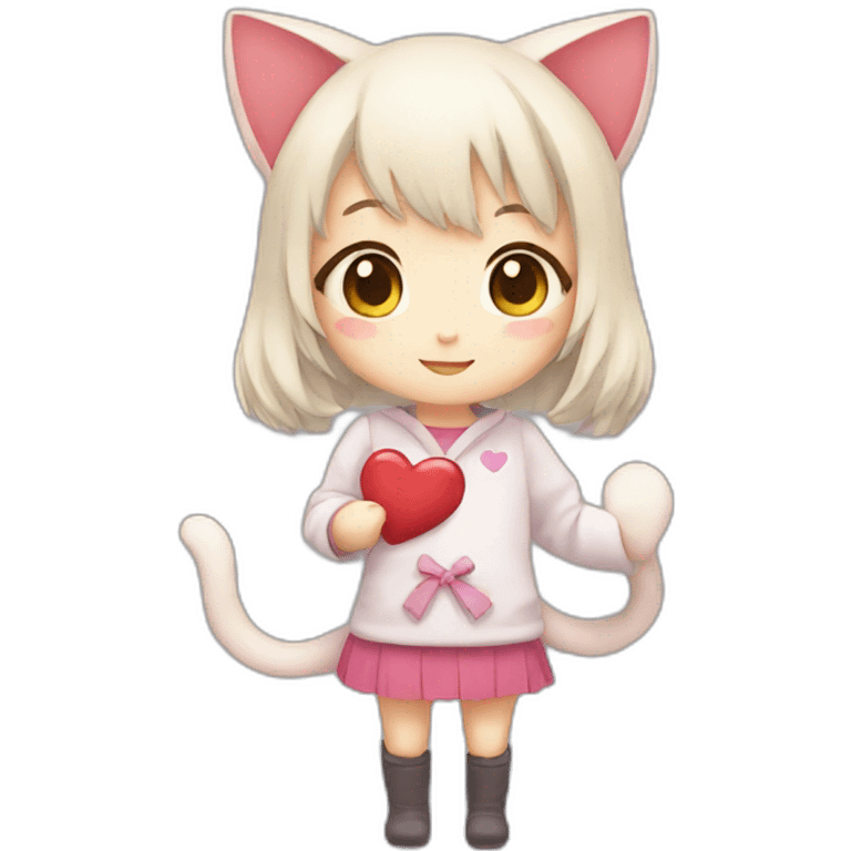 neko girl with heart emoji