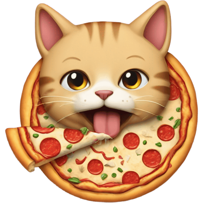 Cat eating pizza emoji