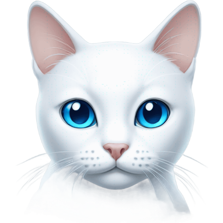 White cat with blue eyes sitting emoji