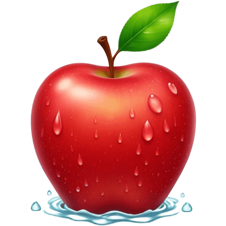 Cinematic Realistic Apple Emoji, Fresh and vibrant, with a crisp, red skin glistening with droplets of water. The smooth, shiny surface catches the light, while the green stem adds a natural touch. Soft glowing outline, capturing the essence of health, sweetness, and freshness in a crisp apple! emoji