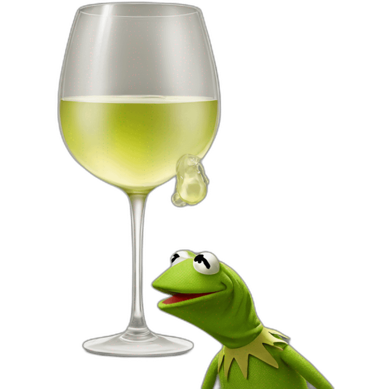 kermit frog drinking big glas of white wine emoji