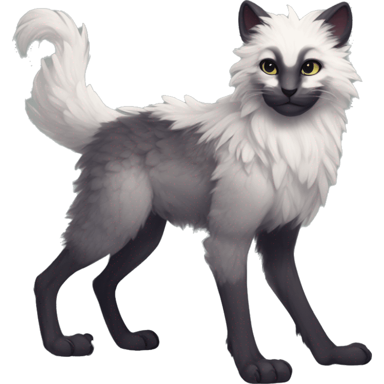  Cute Edgy Realistic Rare Fantasy Fluffy Slim Vernid-Trico-Melprin-species by LiLaiRa, by Falvie, full body emoji