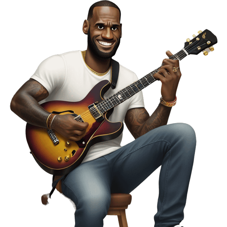 LeBron James playing guitar emoji