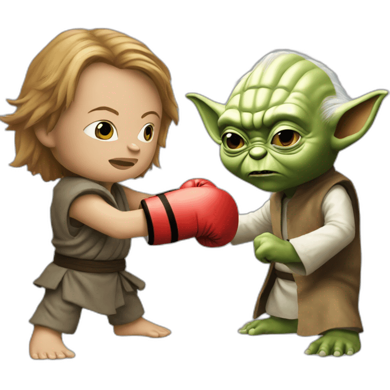 Yoda boxing with chucky furious emoji