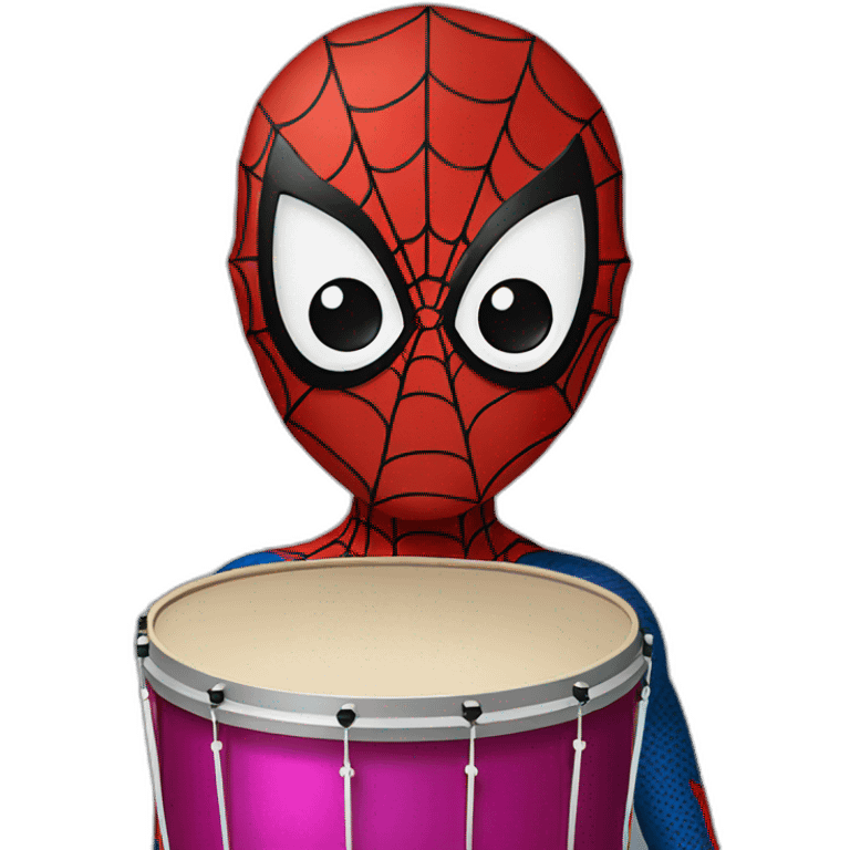 Spiderman with drum emoji