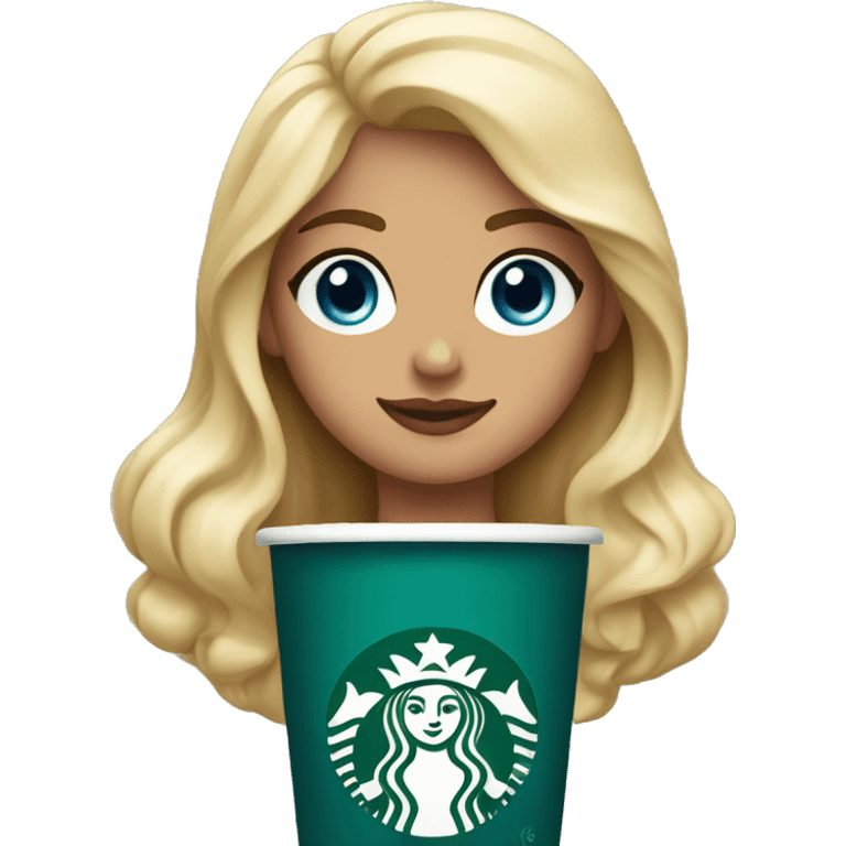 Starbucks cup drink with blonde girl blue eyes  emoji