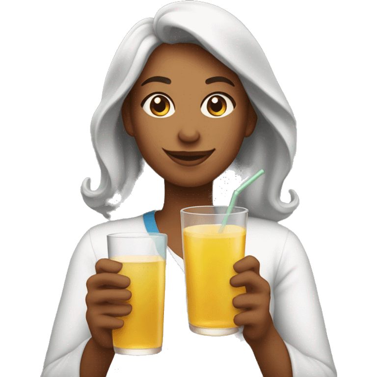 Proud mother with drink apple juice emoji