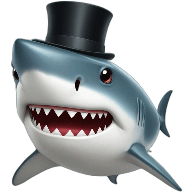 Shark with a top hat emoji