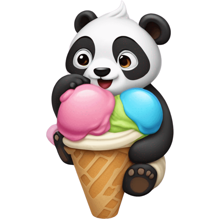 Panda eating ice cream emoji