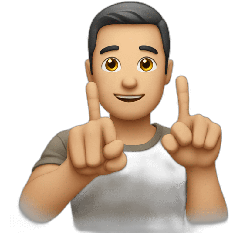 Man showing his 3 fingers emoji