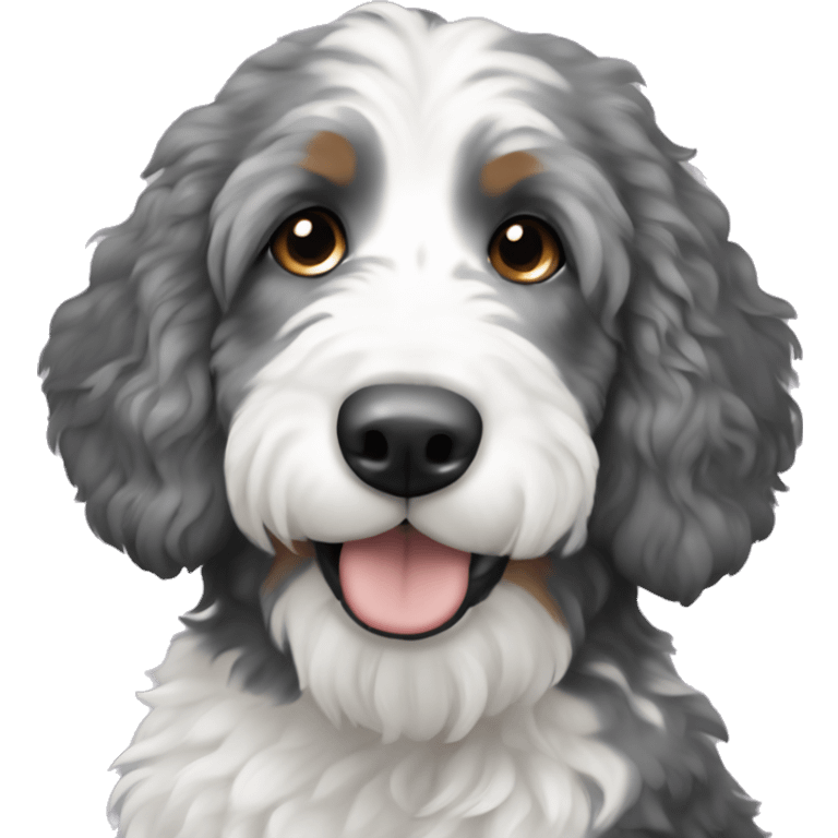 White with large grey spots bernedoodle  emoji