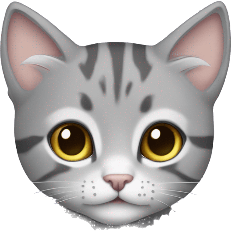 Grey girl tabby kitten face with lilac collar emoji