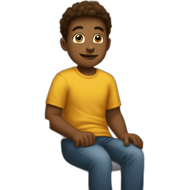 small guy sitting in the corner in his kid room emoji