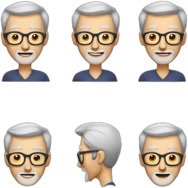 Gray haired old man with a short beard and glasses winking playfully emoji