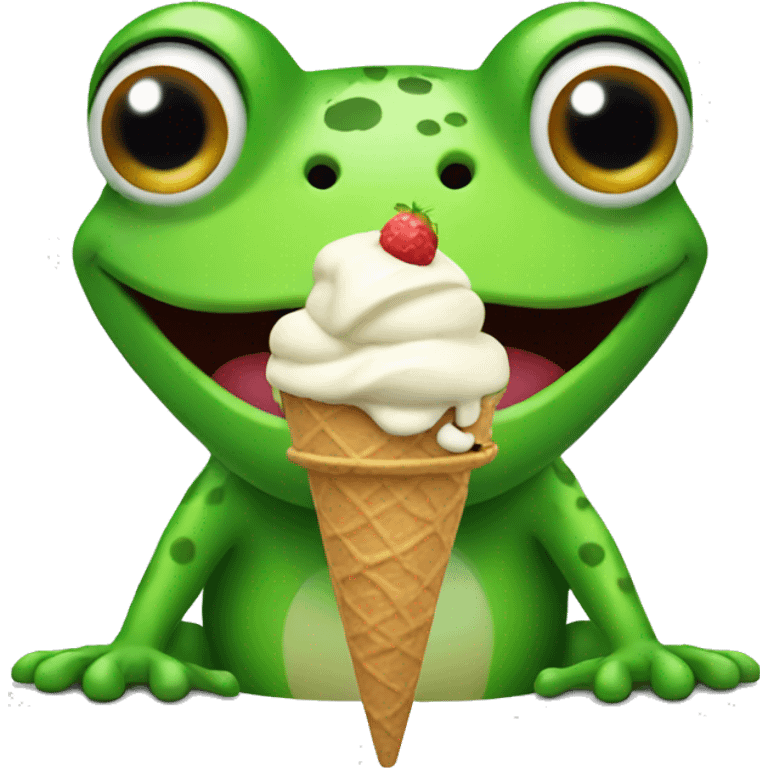 Frog eat ice cream emoji