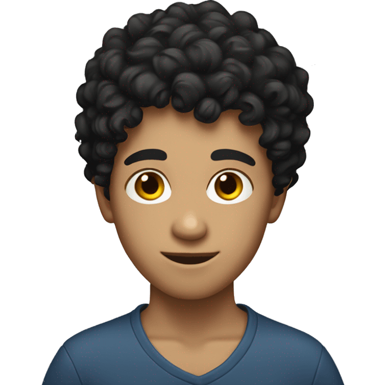 caucasian boy with black curly hair emoji