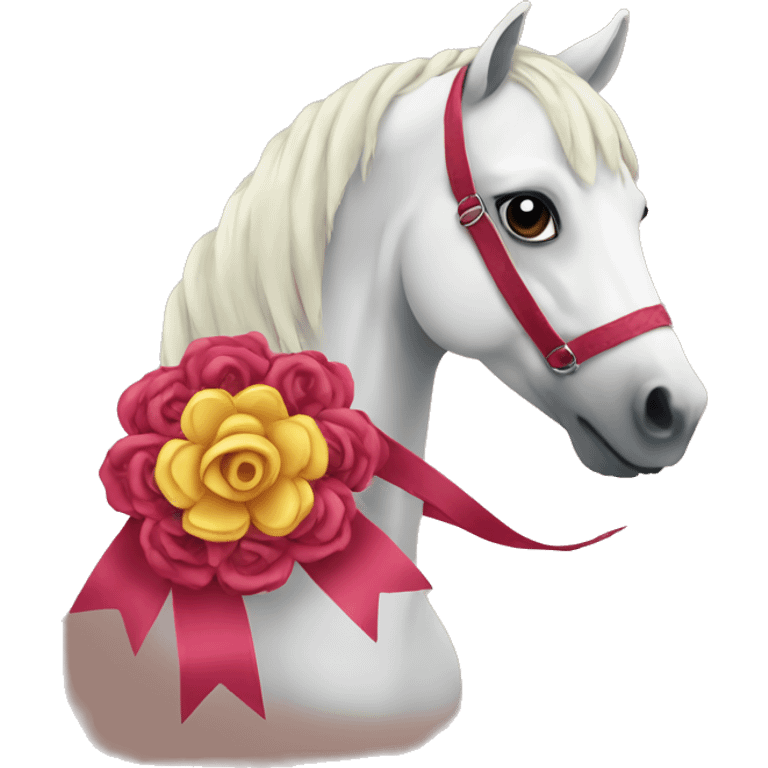 Horse with rosette ribbon emoji