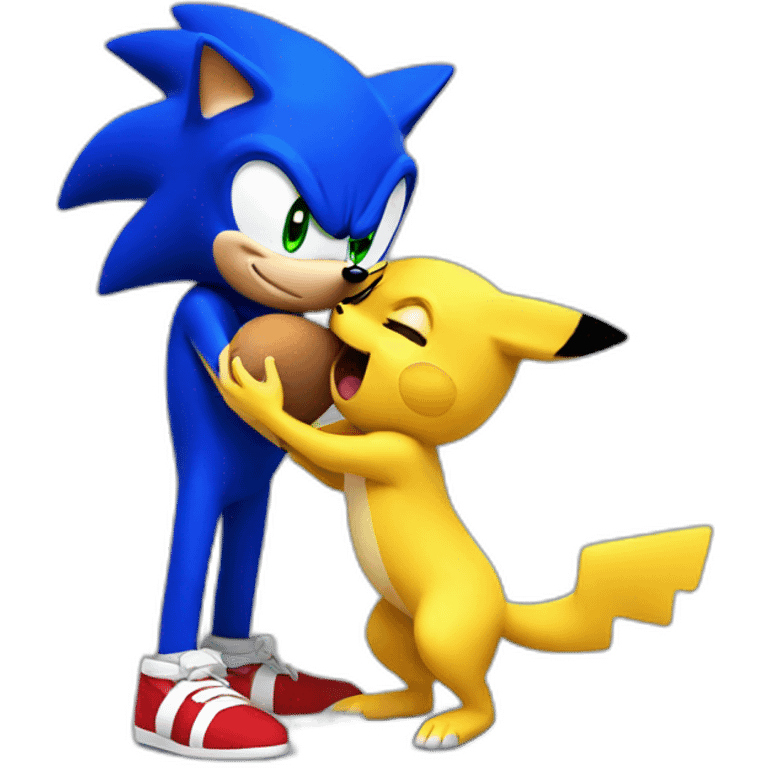 sonic the hedgehog kissing pikachu emoji