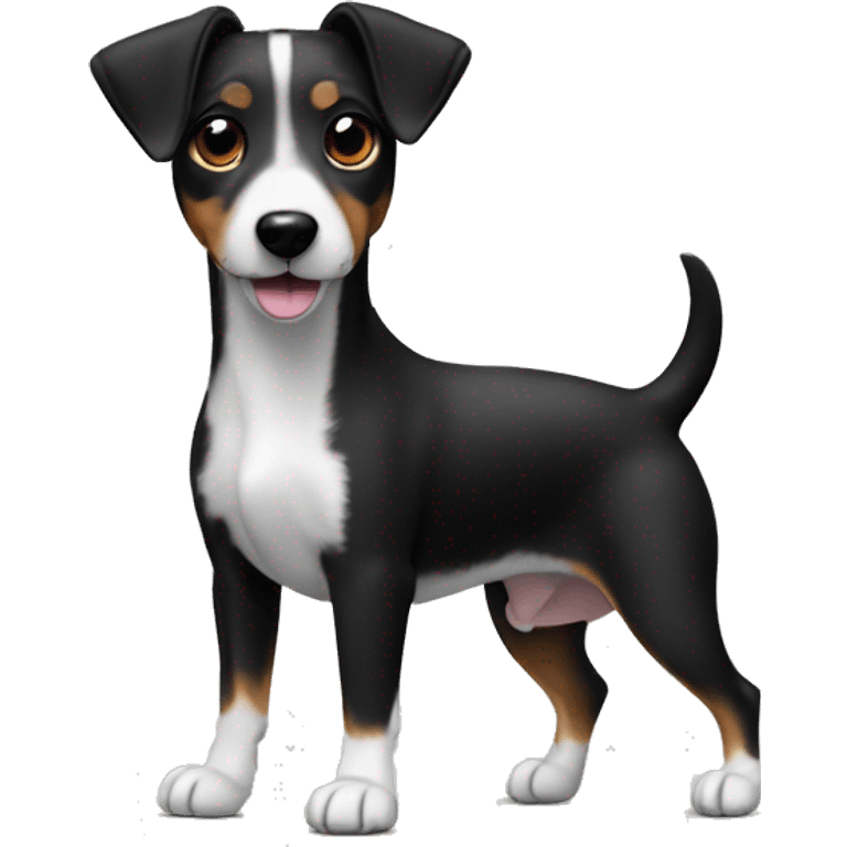 All Black dog Jack Russell Terrier full body emoji