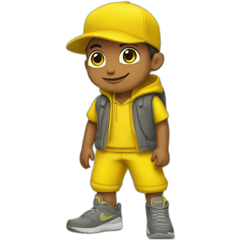 Morocho boy in yellow attire with a yellow Nike cap 🌟. emoji