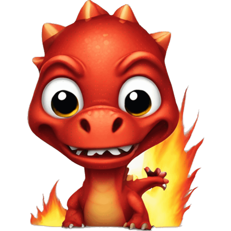 red dinosaur is angry in the eyes of fire emoji