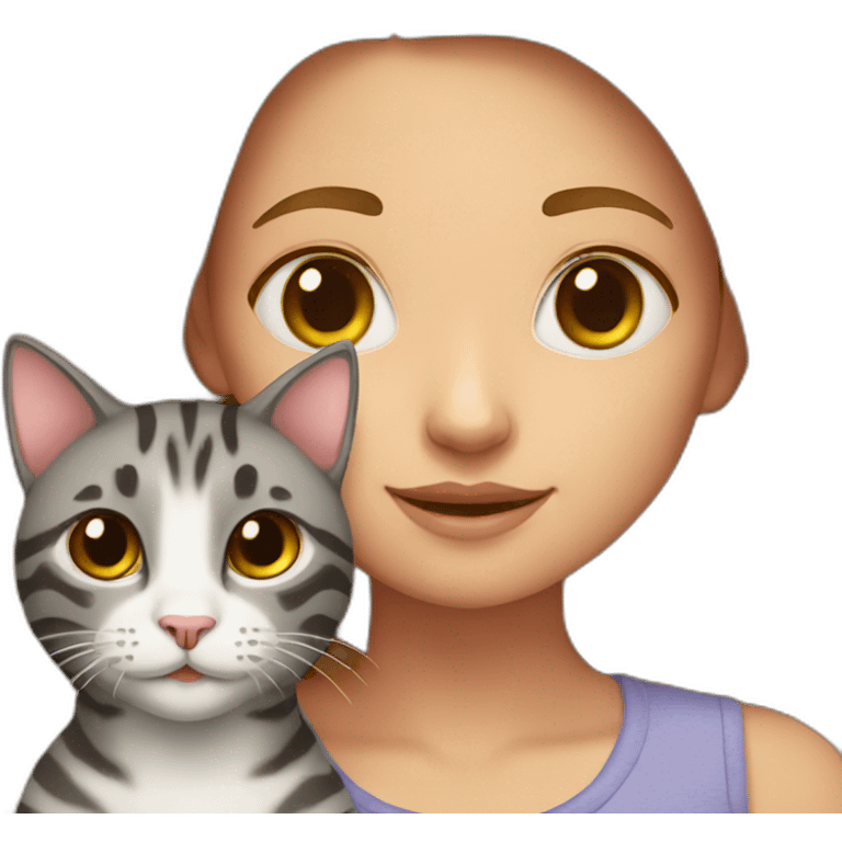 girl with a tabby cat emoji