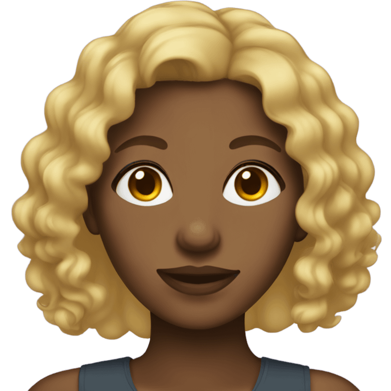 Medium dark skin woman with blonde curly hair emoji