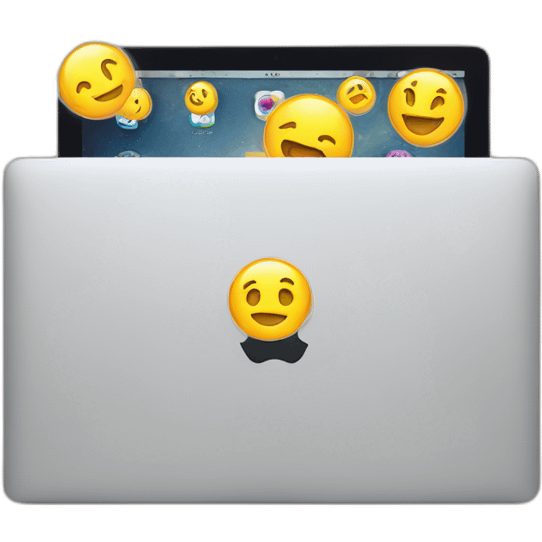 3d macbook inside a bubble sticker emoji