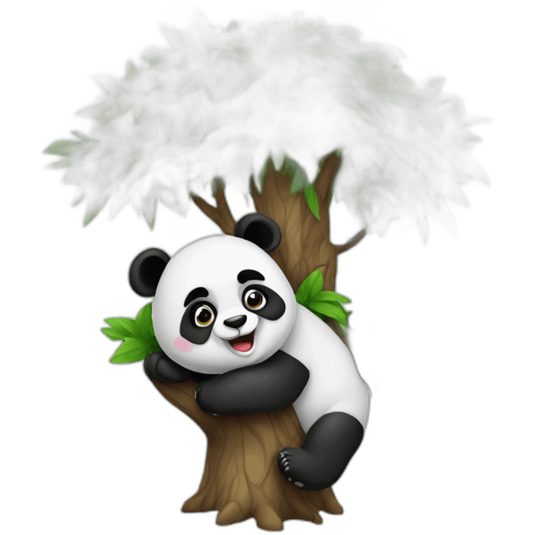 Funny panda on tree emoji