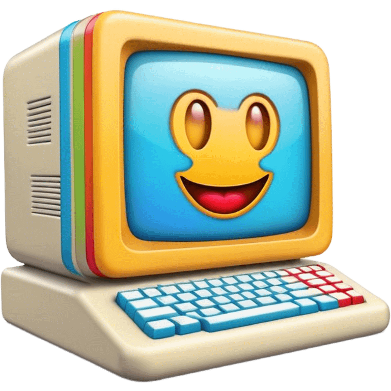 3D Realistic Colorful old school PC emoji