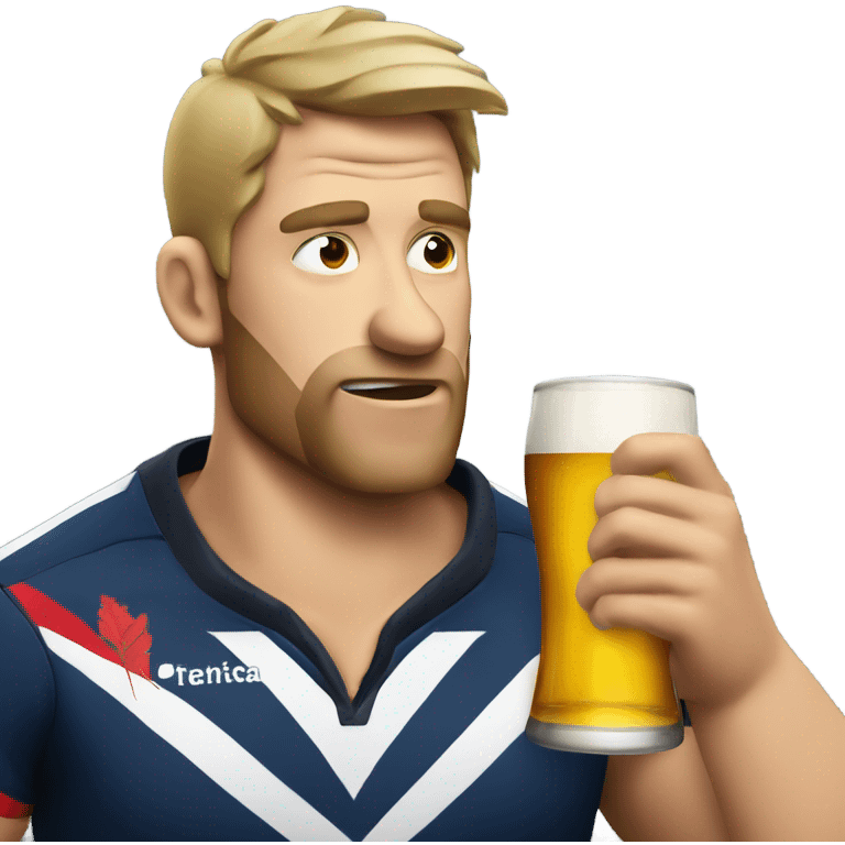 Rugby player drinking a beer emoji