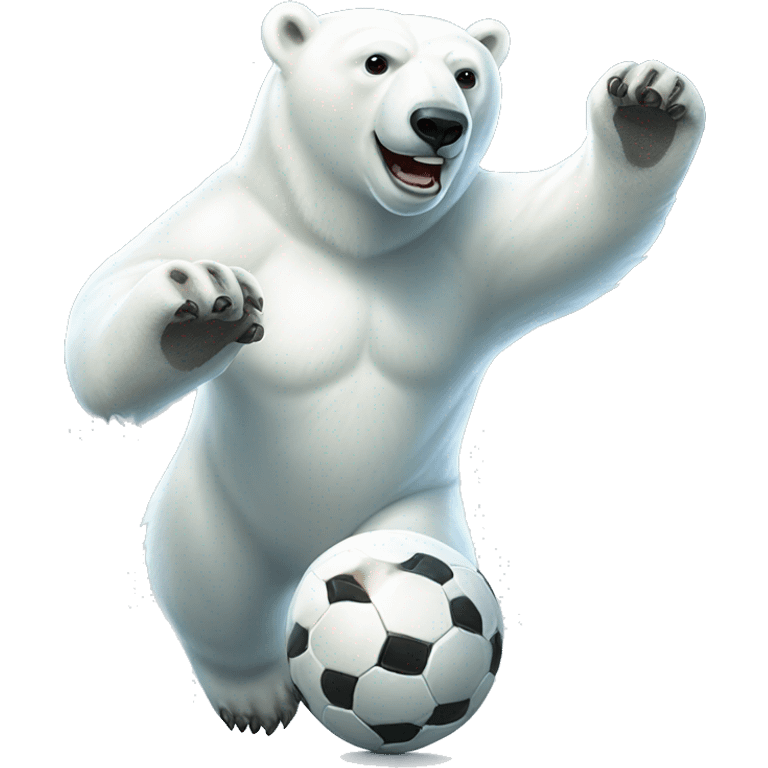 The polar bear playing soccer emoji