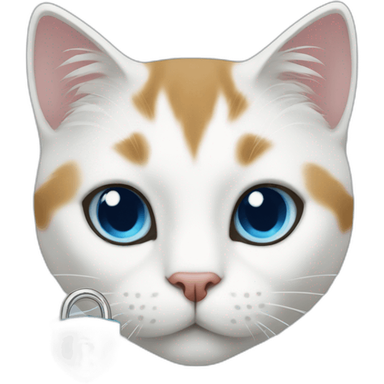 cat, white love and blue lock emoji