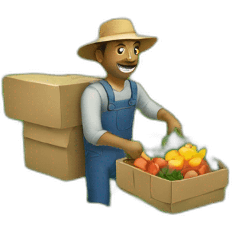 A man farming box's in a field emoji