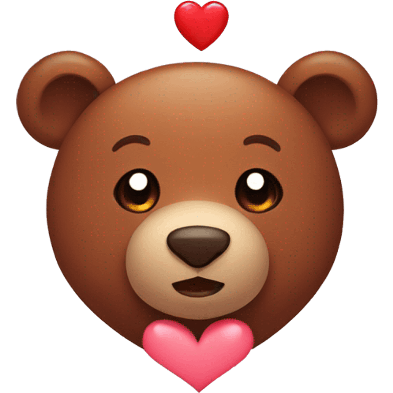 Cute brown bear with heart  emoji