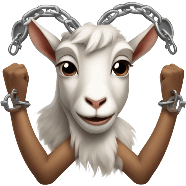 Cute guilty goat in handcuffs on her hands emoji