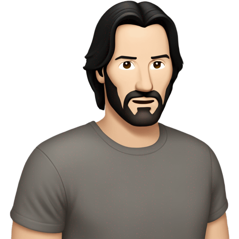 Keanu reevs without beard and wearing a t-shirt emoji