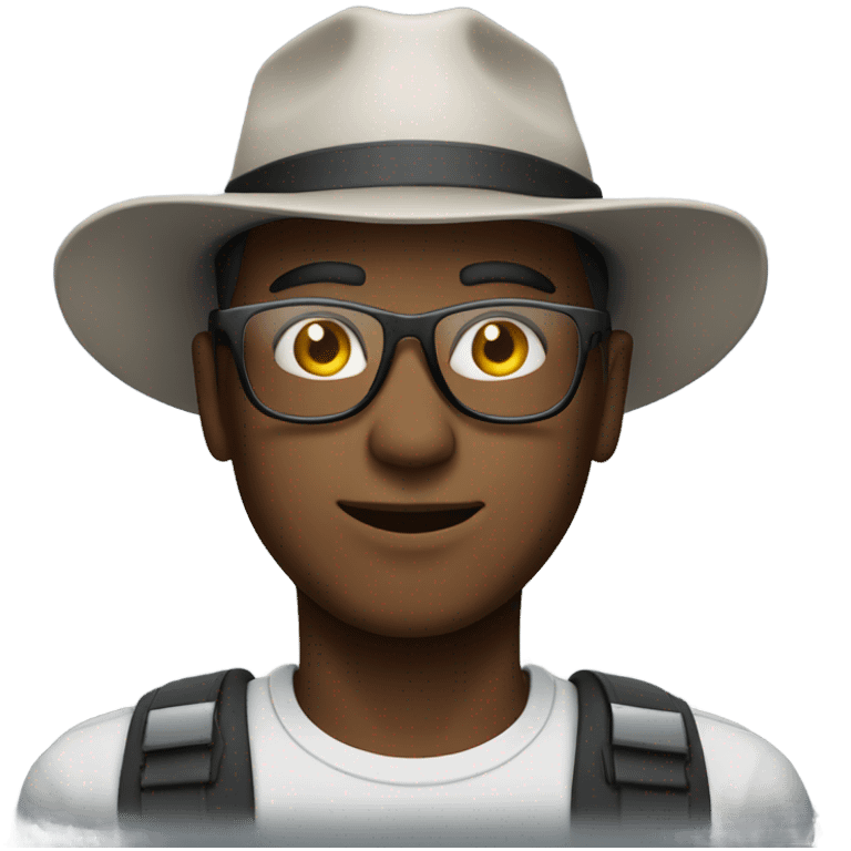 stylish male with safety glasses and hat emoji