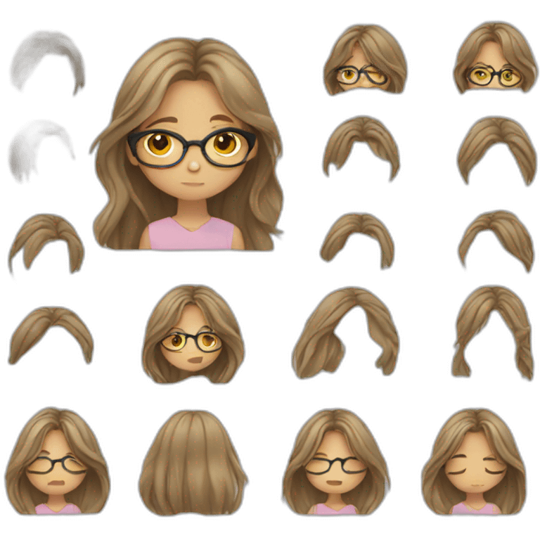 girl with broken glasses and long hair emoji